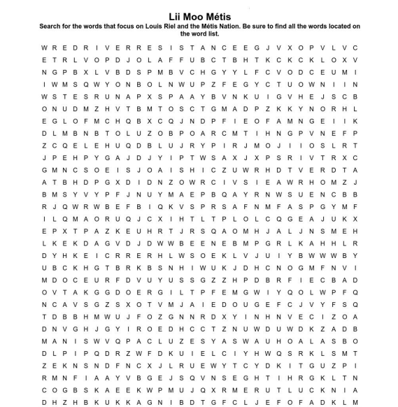 Métis Word Search