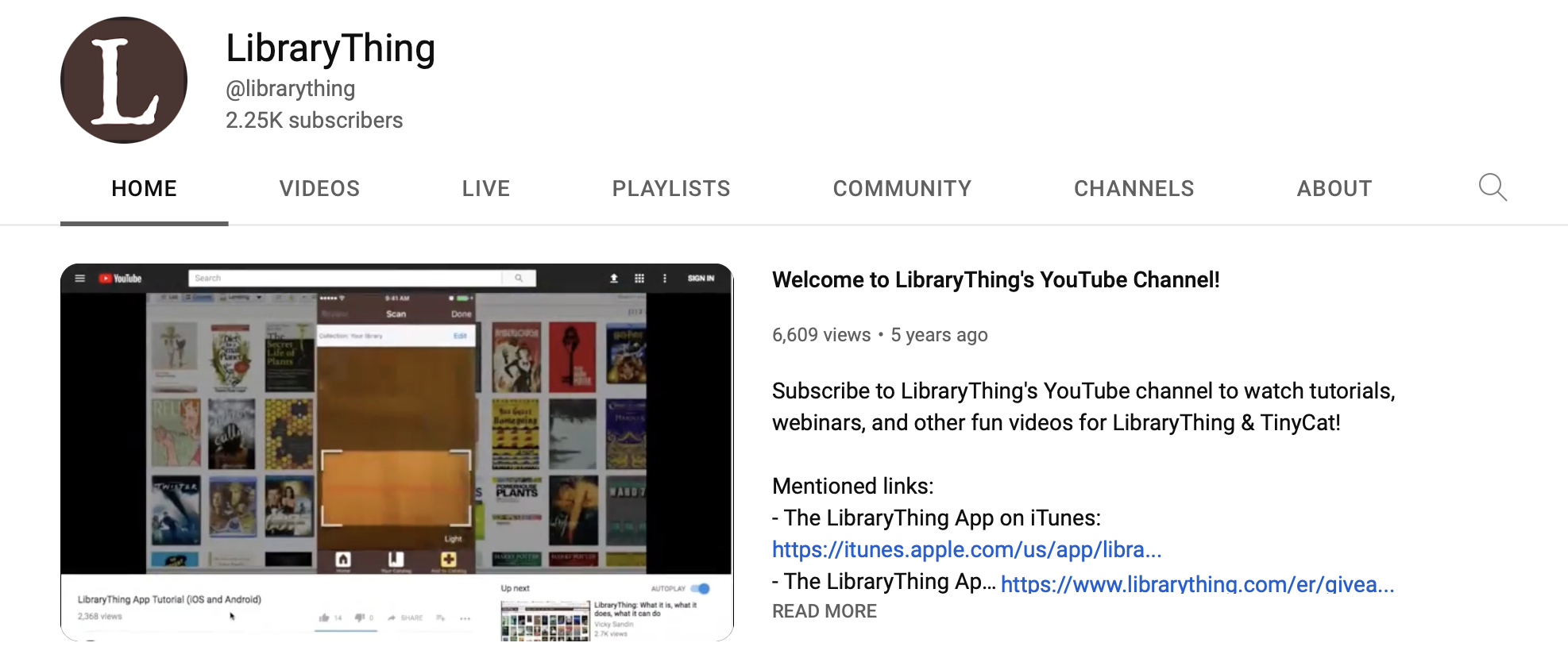LibraryThing Youtube Channel