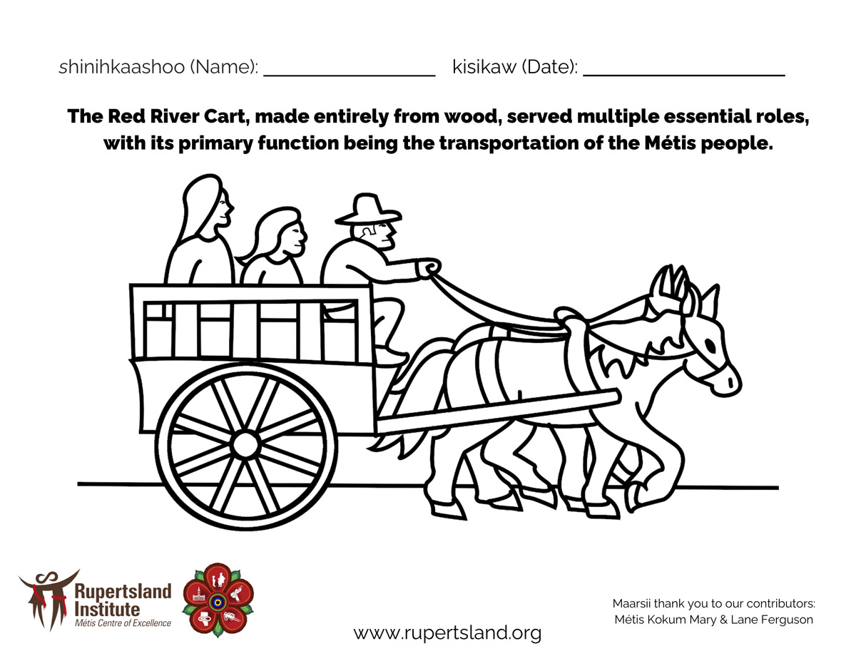 Red River Cart Colouring Sheet